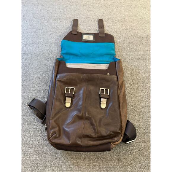 KNOMO London Hudson Men's Brown Leather Business‎ Backpack - Picture 3 of 12